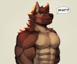  2020 abs anthro biceps black_nose canid canine canis clothing domestic_dog fur hi_res male mammal muscular muscular_anthro muscular_male o_reowoof pecs solo 