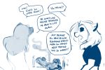  accident angry anthro blue_and_white canid canine car conditional_dnp dialogue duo_focus english_text female fox group laura_(twokinds) mammal monochrome sketch spirit text tom_fischbach twokinds vehicle webcomic willow_wisp 