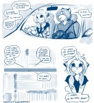  anthro blue_and_white canid canine car clothing comic conditional_dnp dialogue driving duo english_text female fox hi_res hoodie keidran laura_(twokinds) mammal monochrome nervous nervous_smile road sketch smile text tom_fischbach topwear twokinds vehicle webcomic willow_wisp 