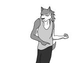  2007 animated anthro black_nose bottomwear canid canine canis clothing dancing fur grey_body grey_fur humanoid_hands kemono low_res male mammal pants shirt short_playtime simple_background solo topwear unknown_artist white_background white_body white_fur wolf 