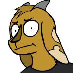  1:1 :| anthro black_eyes bovid brown_body brown_hair brown_skin caprine clothed clothing concerned digby_the_goat_(youtuber) eyebrows goat hair horn looking_at_viewer male mammal profile_picture shirt simple_background solo topwear traditional_media_(artwork) unknown_artist white_background 