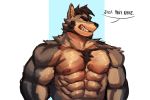  2020 abs anthro biceps canid canine canis chest_tuft facial_hair fur hair hi_res male mammal muscular muscular_anthro muscular_male nipples o_reowoof pecs simple_background solo tuft wolf 