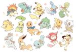  1boy :3 :t ^_^ apple arm_up artist_name bandana berry_(pokemon) bitten_apple black_eyes bone brown_eyes bubble bulbasaur capelet charmander chikorita closed_eyes closed_mouth clothed_pokemon colored_sclera commentary_request cubone cyndaquil eevee everyone fangs fire flexing food food_bite from_side fruit full_body fushigi_no_dungeon gen_1_pokemon gen_2_pokemon gen_3_pokemon grin half-closed_eyes hand_up happy holding holding_bone holding_food holding_stick hood hooded_capelet leg_up looking_back looking_down machop meowth mouth_hold mudkip one_eye_closed open_mouth oran_berry pecha_berry pikachu pokemon pokemon_(creature) pokemon_(game) pokemon_mystery_dungeon pose psyduck red_capelet red_eyes ribs running seed shell signature simple_background skitty skull smile squirtle standing standing_on_one_leg stick swimming teeth torchic totodile treecko white_background yellow_sclera yurano_(upao) 