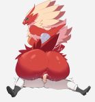  2021 anthro anus avian big_butt blaziken blue_eyes bodily_fluids butt clothing drooling eyeshadow feathers female footwear genital_fluids genitals hi_res human looking_back looking_pleasured makeup male male/female mammal nintendo open_mouth penetration penis piercing pok&eacute;mon pok&eacute;mon_(species) pussy_juice red_body red_feathers saliva sex shoes simple_background thiccwithaq tongue tongue_out vaginal vaginal_penetration video_games white_background wide_hips yellow_body yellow_feathers yellow_sclera 