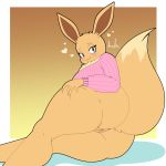  &lt;3 1:1 5_fingers absurd_res anthro anthrofied anus big_butt big_tail black_outline black_pupils blush border bottomless brown_background brown_body brown_ears brown_eyes brown_fur brown_nose brown_tail butt butt_focus clothed clothing colored digital_media_(artwork) dipstick_tail eevee eyelashes female fingers flat_colors fur fur_tuft genitals gradient_background hand_on_leg hand_on_thigh hi_res holding_thigh huge_butt humanoid_genitalia humanoid_pussy iris jhenightfox light_body light_fur long_ears looking_at_viewer lying multicolored_body multicolored_fur multicolored_tail neck_tuft nintendo on_side outline outside_border pink_anus pink_clothing pink_sweater pink_topwear pok&eacute;mon pok&eacute;mon_(species) pok&eacute;morph portrait presenting presenting_hindquarters pupils pussy red_pussy side_view signature simple_background smile solo sweater tan_body tan_fur tan_tail thick_thighs thin_eyebrows three-quarter_portrait topwear tuft two_tone_body two_tone_fur video_games white_border yellow_background 