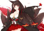  akagi_(azur_lane) animal_ears anthropomorphism azur_lane breasts cleavage long_hair tail tming 