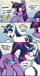  absurd_res blush brother brother_and_sister clothing colored dialogue duo english_text equid equine eyelashes female feral friendship_is_magic hasbro hi_res horn mammal my_little_pony open_mouth selenophile shining_armor_(mlp) sibling side_view sister text twilight_sparkle_(mlp) unicorn 