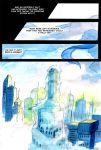  articuno avian city cityscape comic english_text frozen legendary_pok&eacute;mon light nintendo offscreen_character painting_(artwork) pok&eacute;mon pok&eacute;mon_(species) qlock sky skyscraper sun sunlight text traditional_media_(artwork) video_games watercolor_(artwork) 