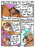  3:4 4_eyes adondis ailurid animal_genitalia anthro balls bathroom blush canid canine canis clenched_teeth comic comic_page damien_(adondis) digital_media_(artwork) dobermann domestic_dog duo ear_piercing english_text floppy_ears fully_sheathed fur genitals hair hi_res holding_penis industrial_piercing joel_(adondis) male male/male mammal multi_eye nude open_mouth penis piercing pinscher poking_out red_panda sex sheath simple_background teeth text tongue 