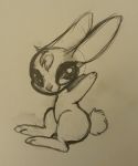  big_eyes chibi feral jumping lagomorph leporid looking_at_viewer mammal pencil_(disambiguation) pencil_sketch rabbit sketch 