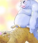  2007 anthro belly blue_body blue_fur brown_body brown_fur duo eyes_closed fur humanoid_hands kemono low_res male male/male mammal moobs murid murine overweight overweight_male potbelly rat rodent sex suid suina sus_(pig) unknown_artist wild_boar 