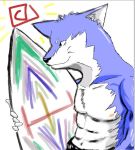  2007 anthro blue_body blue_fur canid canine fur humanoid_hands kemono male mammal muscular muscular_male nipples surfboard unknown_artist vehicle watercraft white_body white_fur 