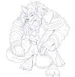  2021 5_fingers anthro biped blizzard_entertainment bottomwear canid clothed clothing coat fingers fur genn_greymane hair hi_res humanoid_hands mammal muscular muscular_anthro open_clothing open_coat open_topwear ring solo tied_hair topwear urakata5x video_games warcraft were werecanid worgen 