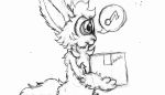  anthro canid canine coelhoposa_(artist) fennec fluffy fluffy_chest fluffy_tail fox halfbody hi_res holding_box holding_object hybrid lagomorph leporid male mammal markings_(fur) rabbit romeo_(coelhoposa) singing solo 