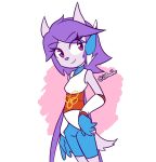  anthro bottomwear breasts clothed clothing female freedom_planet freedom_planet_2 gloves hair handwear hi_res horn hybrid lilboulder long_hair purple_hair sash_lilac shorts smile solo video_games 