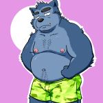  1:1 2021 anthro belly black_nose canid canine canis ch_ia_ki clothing cute_fangs domestic_dog hi_res kemono male mammal moobs navel nipples overweight overweight_anthro overweight_male solo underwear 