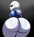  animated_skeleton big_butt blue_clothing blue_hoodie blue_topwear bone bottomless bottomless_male butt clothed clothing hi_res hoodie humanoid looking_at_viewer looking_back male nathanatwar sans_(undertale) skeleton smile smiling_at_viewer topwear undead undertale video_games 