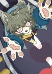  &lt;3 2020 4_fingers 4_toes agura_(pixiv) ahoge anthro bird&#039;s-eye_view brown_nose canid canine cheek_tuft chest_tuft claws clothed clothing dipstick_ears dipstick_tail eyebrows eyewear facial_tuft feet female fingers foreshortening fox fur glasses grey_body grey_eyes grey_fur grey_hair hair high-angle_view inner_ear_fluff kemono leg_markings looking_at_viewer looking_up mammal markings multicolored_body multicolored_ears multicolored_fur multicolored_tail pawpads raised_arms socks_(marking) solo standing star_eyes tan_body tan_fur toes tuft unzipped white_body white_fur 