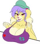 &lt;3 alpha_channel animated big_breasts bouncing_breasts breasts canid canine canis cleavage clothed clothing domestic_dog fur hair mammal open_mouth pink_nose purple_hair red_eyes rook_(skidd) shirt short_playtime simple_background skidd tank_top topwear transparent_background yellow_body yellow_fur 