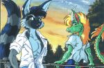  anthro cacomistle clock clothed clothing docmoreau dragon evening frank looking_at_viewer male mammal open_clothing open_shirt open_topwear procyonid ring-tailed_cat ringtailmaster shirt standing topwear traven watch 