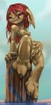  asura blush bodily_fluids breasts ethanw female fingering genital_fluids guild_wars hi_res humanoid looking_at_viewer nipples nude red_eyes sitting small_breasts solo spread_legs spreading vaginal vaginal_fingering video_games 