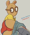  aardvark anthro arthur_(series) arthur_read clothed clothing dandi eyewear glasses low_res male mammal pants_down partially_clothed solo underwear young 
