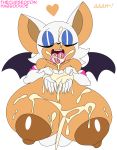  &lt;3 absurd_res big_breasts bodily_fluids breasts chiropteran cum cum_on_breasts cum_on_face cum_on_hand cum_on_tongue eyes_closed fangs female genital_fluids habbodude hi_res huge_breasts mammal messy nipples rouge_the_bat simple_background solo sonic_the_hedgehog_(series) teeth text thecon tongue 
