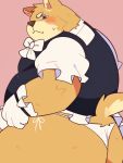  0119_muu 2021 3:4 belly blush brown_body brown_fur butt canid canine canis clothing domestic_dog fur kemono male mammal overweight overweight_male simple_background solo underwear 
