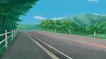  blue_sky bush cloud commentary_request day fence highres kajiji mountain nature no_humans original outdoors plant road scenery sky tree 