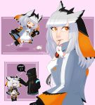  arknights avian bird birdbf chibi comic doctor_(arknights) duo female humanoid male male/female owl predator/prey ptilopsis_(arknights) speech_bubble true_owl white-faced_owl 