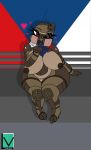  &lt;3 2020 anna_(tankmaster846) anthro bandanna big_breasts blowing_kiss blue_lipstick blush breasts brown_body cannon czech czech_flag digital_media_(artwork) eyebrows eyeliner eyeshadow female flat_colors freckles genitals hi_res kerchief lipstick living_machine living_tank living_vehicle lunarvok machine makeup metallic_body nipples nude one_eye_closed pussy ranged_weapon shadow solo tank thick_eyebrows thick_thighs vehicle watermark weapon wink 