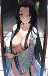  breasts hews japanese_clothes kimetsu_no_yaiba kochou_kanae no_bra tagme 