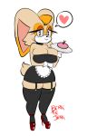  &lt;3 anthro berkthejerk big_breasts blush breast_squish breasts clothing collar female footwear garter_straps high_heels lagomorph legwear leporid looking_at_viewer maid_uniform mammal plate rabbit shoes solo sonic_the_hedgehog_(series) squish stockings thick_thighs thigh_squish uniform vanilla_the_rabbit wide_hips 