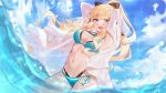  bikini black_fire blonde_hair long_hair ponytail princess_connect! sasaki_saren swimsuit water 