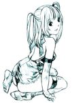  amane_misa bangs death_note feet from_behind gothic looking_back monochrome nekomata_naomi panties sketch solo thighhighs two_side_up underwear 