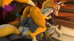  16:9 3d_(artwork) anthro anus balls balls_touching billynr butt digimon digimon_(species) digital_media_(artwork) genitals group hi_res kyubi_(yo-kai_watch) looking_at_viewer male male/male nintendo pok&eacute;mon pok&eacute;mon_(species) renamon tech_the_renamon video_games widescreen yo-kai_watch zoroark 