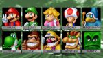  ape bigdaddydowneyarts blonde_hair blue_eyes bowser brown_eyes character_select clothing crown donkey_kong_(character) donkey_kong_(series) ear_piercing ear_ring eyewear facial_hair female glasses green_body green_scales green_skin group hair haplorhine hat headgear headwear human koopa luigi magic_wand magikoopa male mammal mario mario_bros mario_kart mario_kart_64 marty_the_thwomp mustache nintendo one_eye_closed piercing primate princess princess_peach red_hair reptile rope royalty scales scalie smile thwomp toad_(mario) turtle video_games wario white_body white_scales wink yoshi 