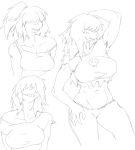  abs anthro armpit_hair audunor blush body_hair clothing deltarune female monochrome muscular muscular_female simple_background sketch smile susie_(deltarune) video_games 