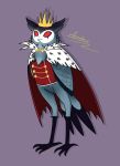  4_eyes avian bird clothed clothing crown demon feral helluva_boss hi_res male multi_eye owl red_eyes solo stolas_(vivzmind) 