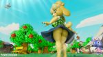  16:9 3d_(artwork) animal_crossing anthro digital_media_(artwork) female hi_res isabelle_(animal_crossing) nintendo purpletourmaple solo video_games widescreen 