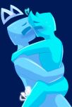  blue_and_white blue_body blush cyan_cube duo hi_res humanoid just_shapes_and_beats kissing male male/male monochrome sad_cube smrtka769 