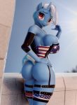  3d_(artwork) anthro big_breasts big_butt blue_body breasts butt clothed clothing digital_media_(artwork) equid equine female friendship_is_magic hasbro hi_res horn looking_back mammal moreuselesssource my_little_pony solo stars_and_stripes trixie_(mlp) unicorn united_states_of_america 