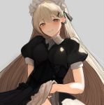  1girl bad_id bad_twitter_id bangs blonde_hair blush breasts dress dress_lift earrings error frilled_hairband frills girls_frontline gothic_lolita hairband highres jewelry light_brown_eyes lolita_fashion long_hair medium_breasts ppk_(girls_frontline) puffy_short_sleeves puffy_sleeves ra_9rara short_sleeves smile solo very_long_hair 