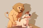  anal anthro canid canine duo eyewear felid gag glasses hi_res hound_wolf lion male male/male male_penetrated male_penetrating male_penetrating_male mammal muscular pantherine penetration restrained sex 