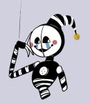  2020 ambiguous_gender animatronic bell black_body blue_stripes button_(fastener) five_nights_at_freddy&#039;s freddy_fazbear&#039;s_pizzeria_simulator humanoid looking_aside machine not_furry red_cheeks robot security_puppet_(fnaf) skkortysoup smile solo string stripes video_games white_stripes yellow_eyes 