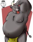  animal_humanoid anthro ball_belly belly belly_inflation belly_overhang biceps big_belly bovid bovid_humanoid bovine bovine_humanoid bulge cattle hi_res humanoid male mammal mammal_humanoid musclegut muscular nipples one_eye_closed overweight sharktank solo tongue tongue_out triceps wink 
