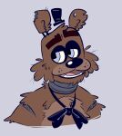  2020 ambiguous_gender animatronic anthro blue_eyes bow_tie brown_body brown_fur clothing five_nights_at_freddy&#039;s five_nights_at_freddy&#039;s_2 freckles fur hat headgear headwear looking_aside machine mammal open_mouth robot sharp_teeth skkortysoup solo tagme teeth ursid ursine video_games withered_freddy_(fnaf) 