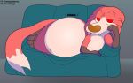  ambiguous_gender anthro belly big_belly canid canine drake_(kitty_pride) fox foxball inside kitty_pride living_room looking_at_viewer lying mammal nude obese obese_ambiguous obese_anthro on_front on_side overweight overweight_ambiguous overweight_anthro smile solo 