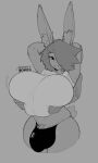  absurd_res anthro big_breasts big_bulge big_penis biped breast_grab breasts bulge bunybunyboi clothed clothing crossgender curvaceous curvy_figure disembodied_hand duo flaccid front_view fur genitals greyscale gynomorph hair hair_over_eye hand_on_breast hands_behind_head hi_res huge_breasts humanoid_hands inner_ear_fluff intersex john_(bunybunyboi) lagomorph leporid long_ears mammal midriff monochrome monotone_body monotone_fur monotone_hair mtg_crossgender mti_crossgender navel one_eye_obstructed onomatopoeia penis portrait rabbit raised_arm shirt short_hair smile solo_focus sound_effects spot_color standing text thick_thighs thong three-quarter_portrait topwear tuft underwear voluptuous white_clothing white_shirt white_topwear wide_hips yellow_eyes 