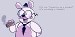  ambiguous_gender animatronic anthro cigar clothing dialogue english_text eyewear five_nights_at_freddy&#039;s freckles freddy_fazbear&#039;s_pizzeria_simulator glasses hands_behind_back hat headgear headwear helpy_(fnaf) machine mammal multicolored_body necktie open_mouth open_smile pink_cheeks robot sharp_teeth skkortysoup smile smoking solo talking_to_viewer teeth text tobacco ursid ursine video_games white_body 